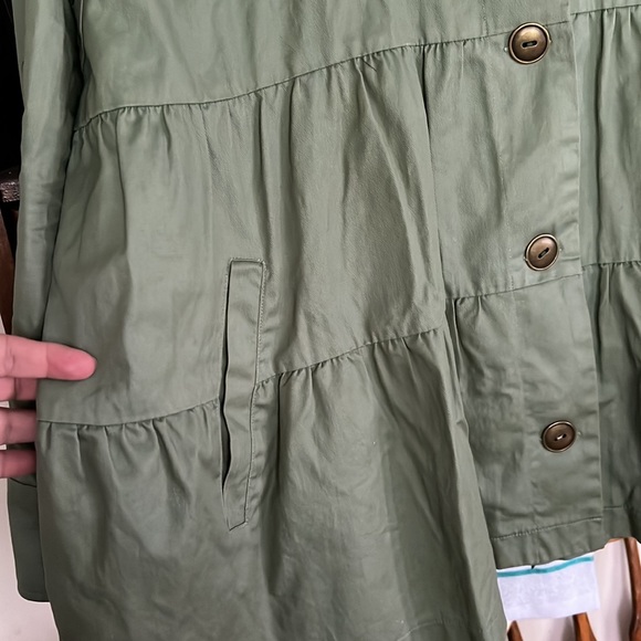 MATILDA JANE Sage Green/Pink Coral Floral Wilderness Jacket/ Raincoat,Sz XL,GUC. - Picture 4 of 6